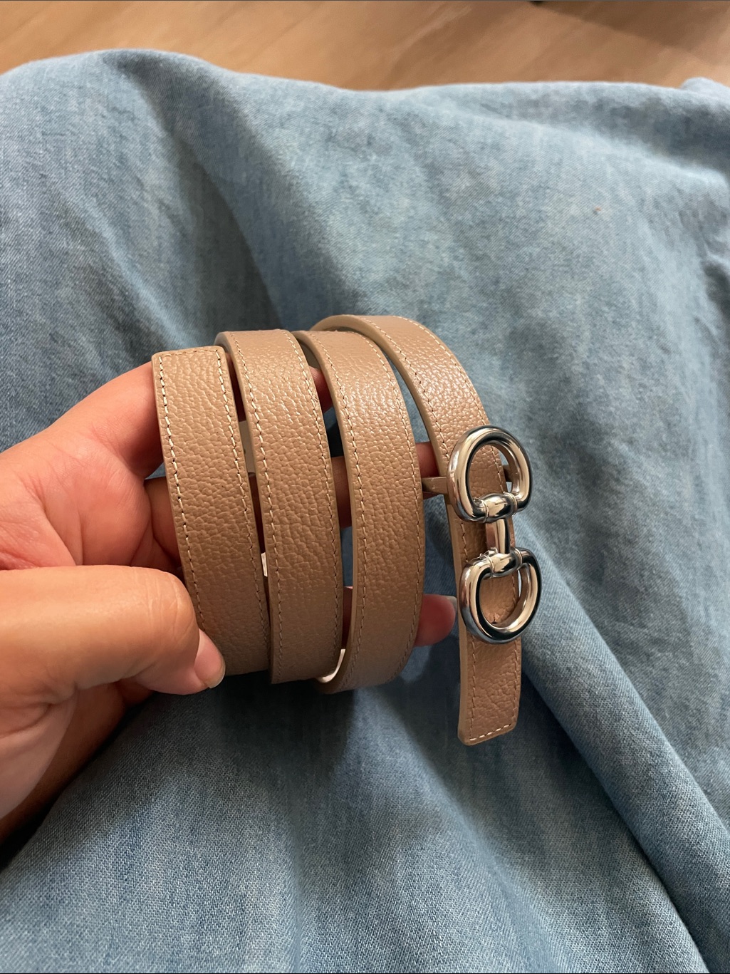 Edited Pieces Reversible Horsebit Belt In Beige And White With Silver Buckle — image 6 of 7
